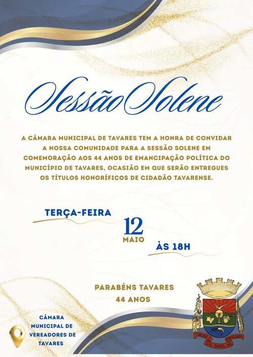 Sessão Solene - Título Honorífico de cidadão de Tavares